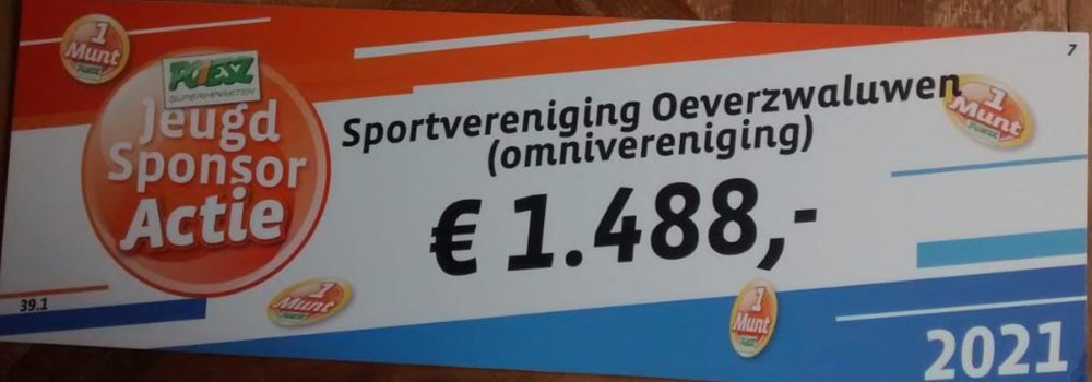 Opbrengst Poiesz jeugd sponsoractie.